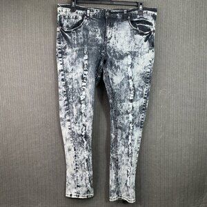 Denim & Rivets Womens Size 20 Black & White Jeans Stretchy Fit Distressed